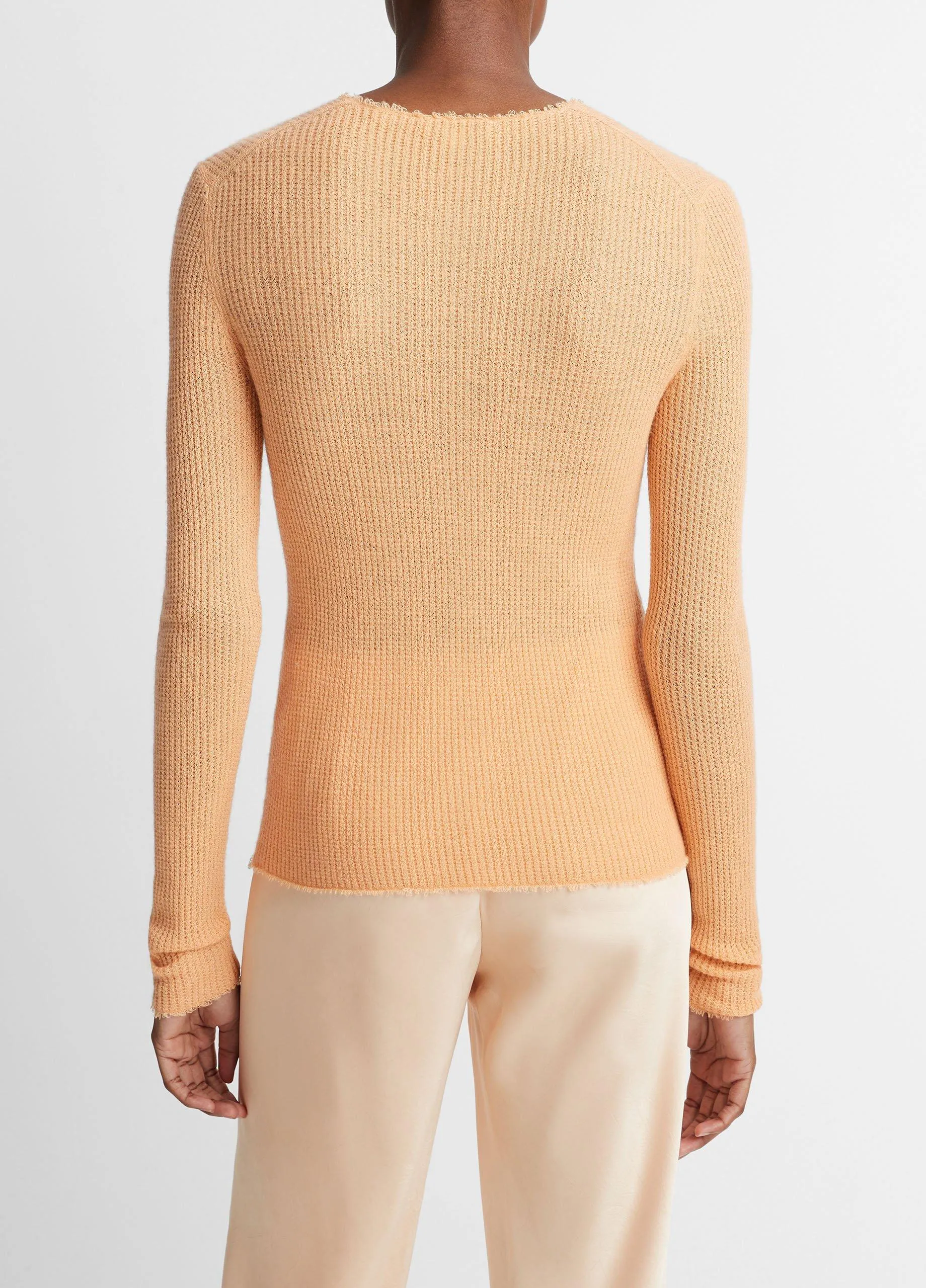 Waffle-Stitched Cashmere-Silk Sweater