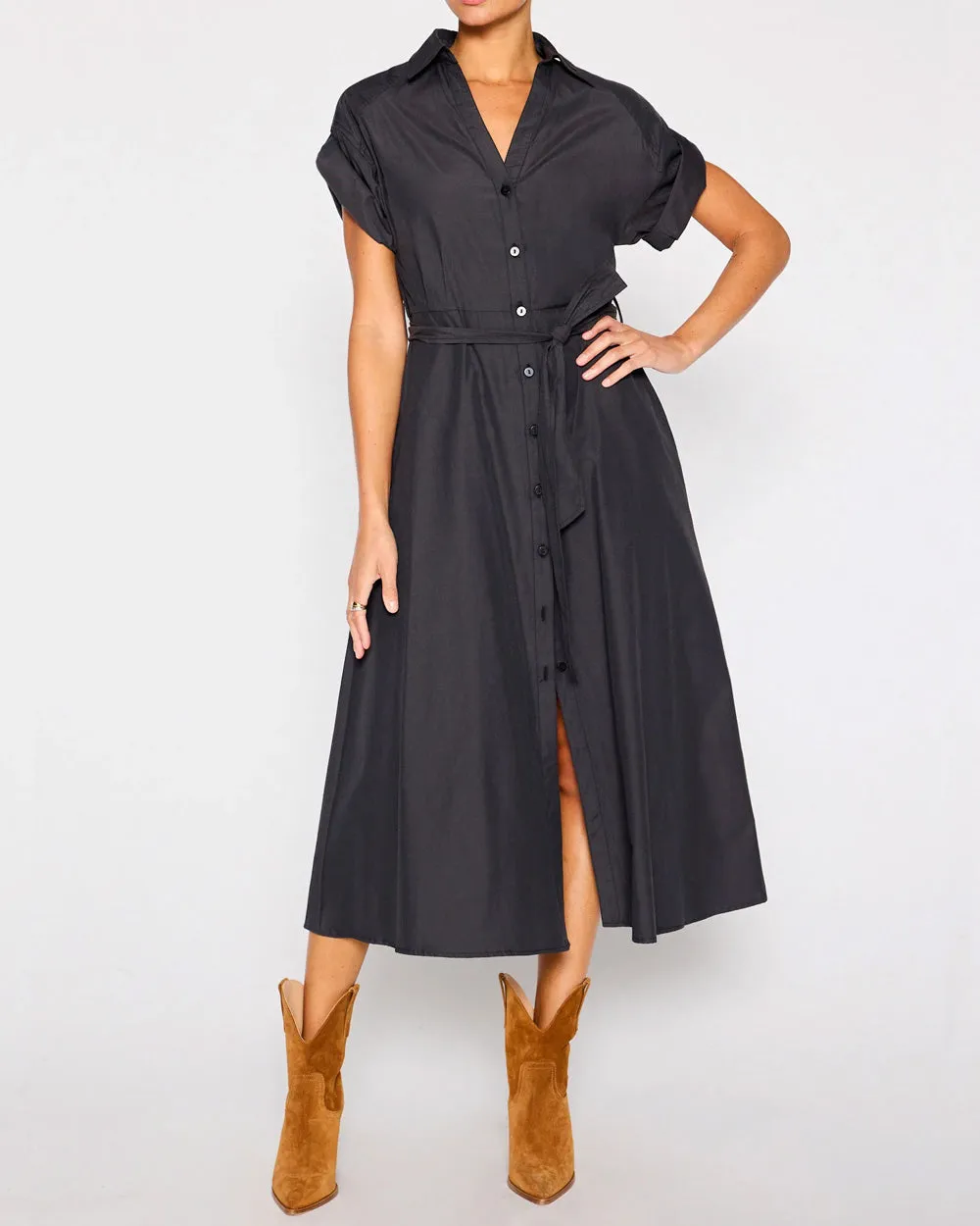 Washed Black Fia Belted Dress