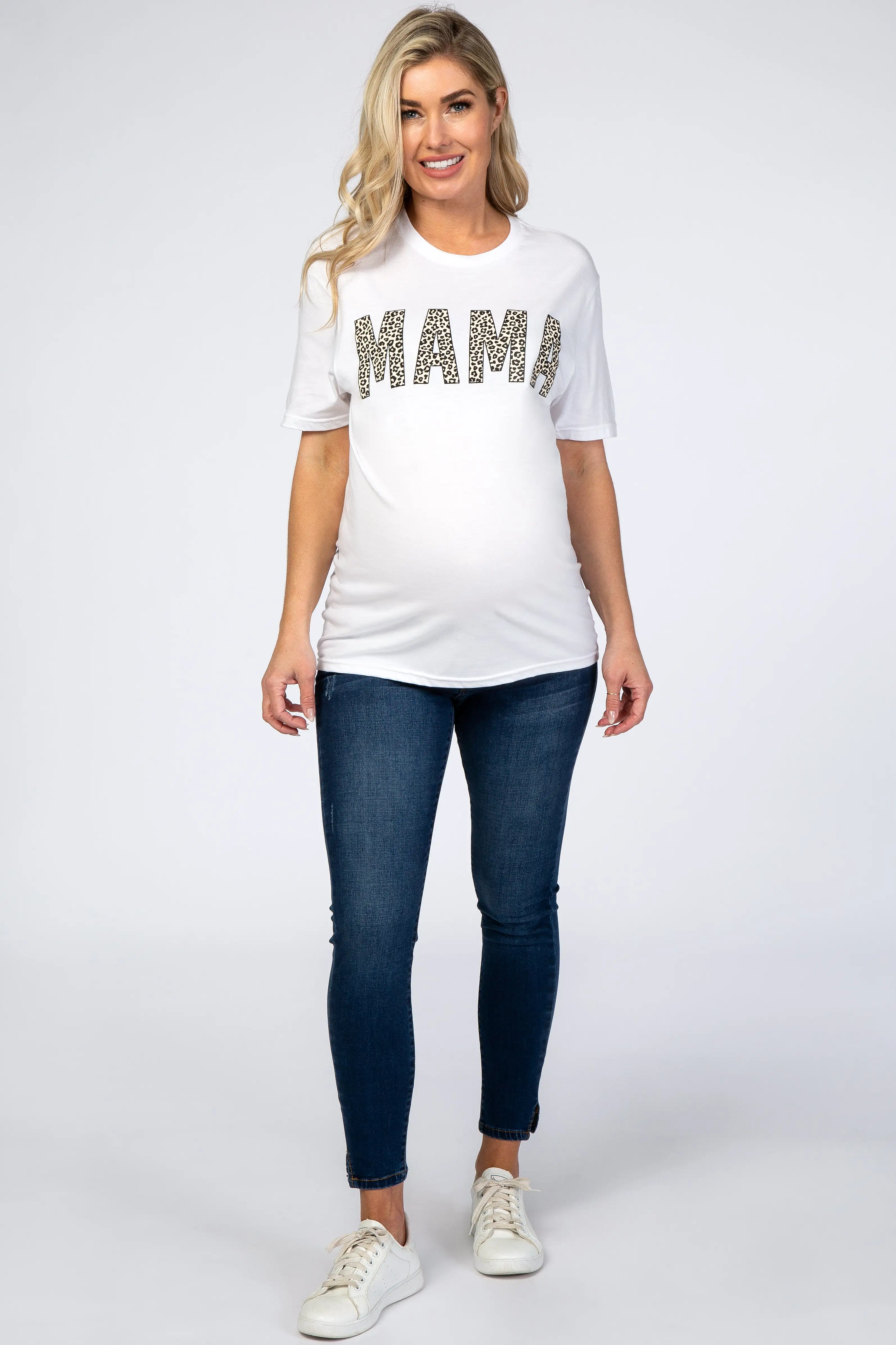 White Animal Print Mama Graphic Maternity Top