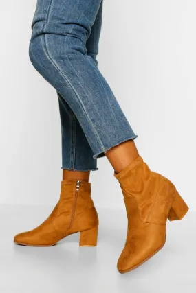 Wide Width Low Block Heel Sock Boot