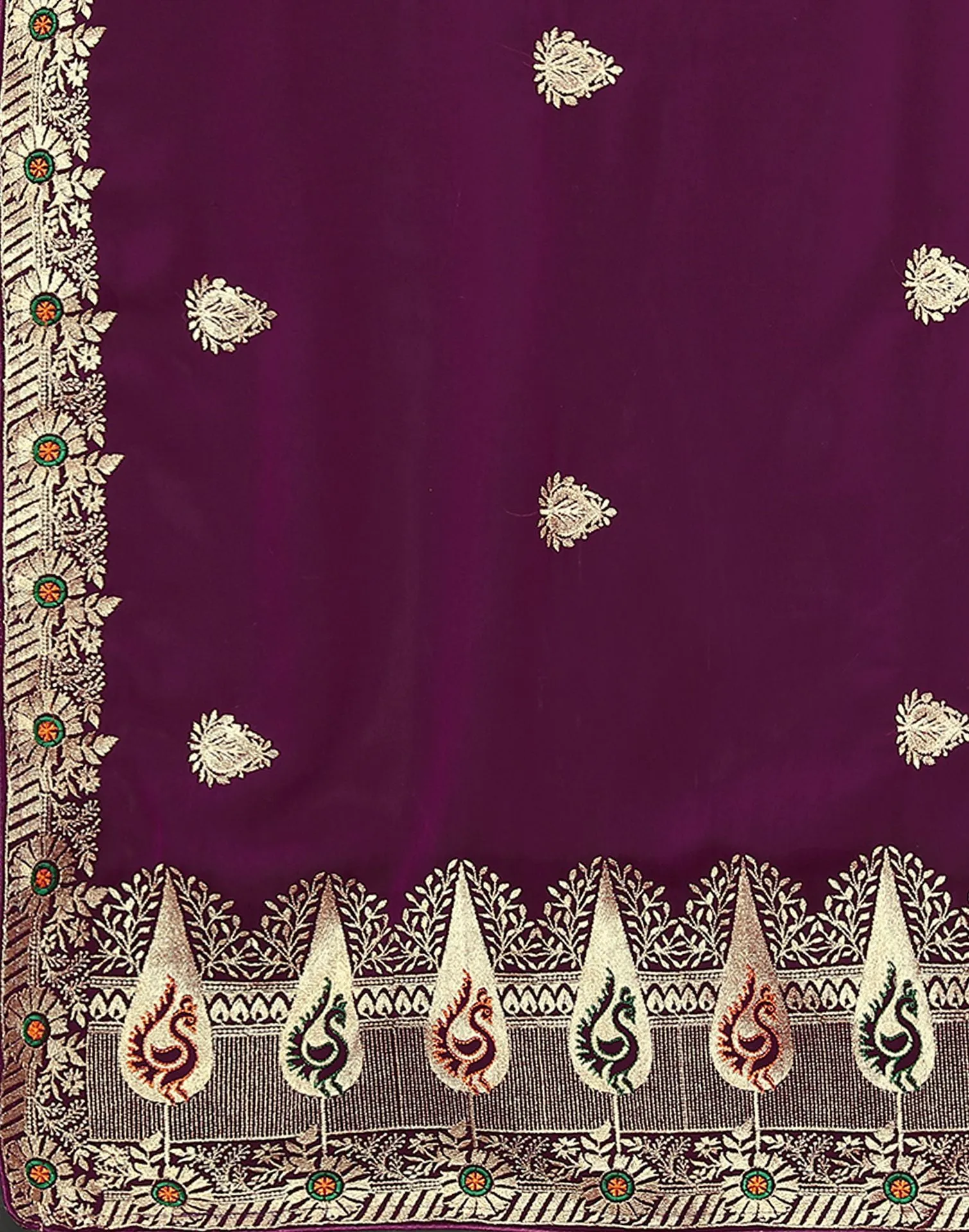 Wine Embroidery Saree