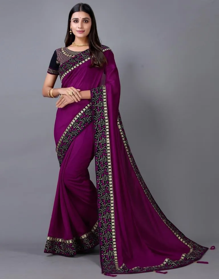 Wine Silk Saree