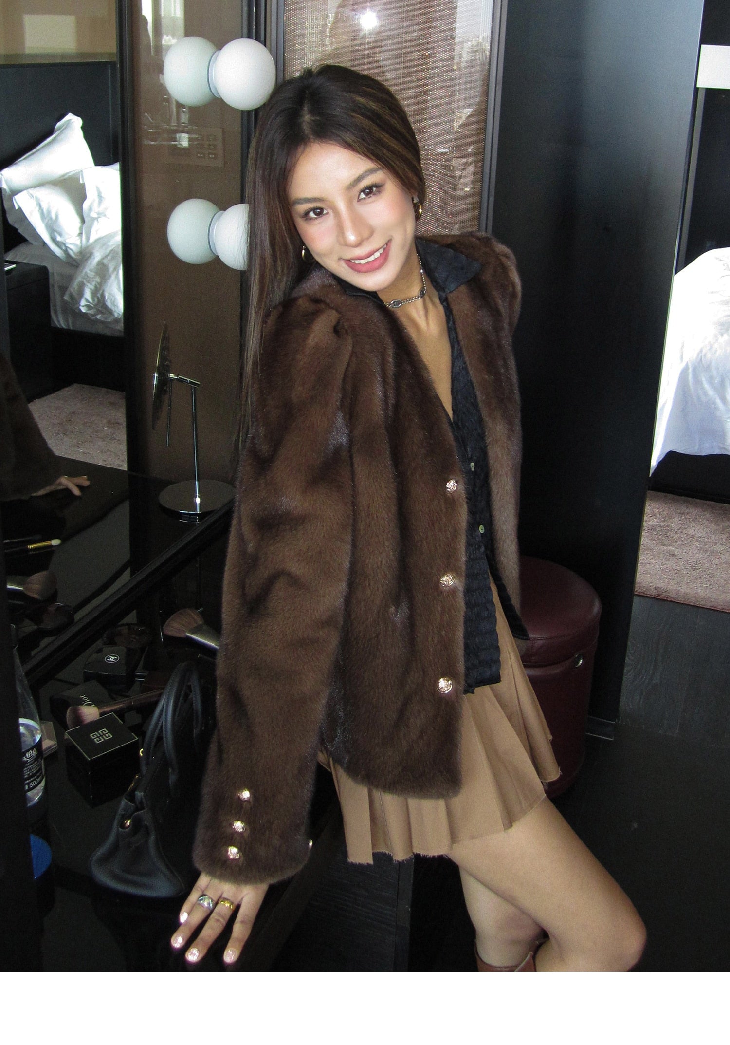 Women's Casual Winter Warm Real Mink Fur Full Sleeves Slim Thick Jacket