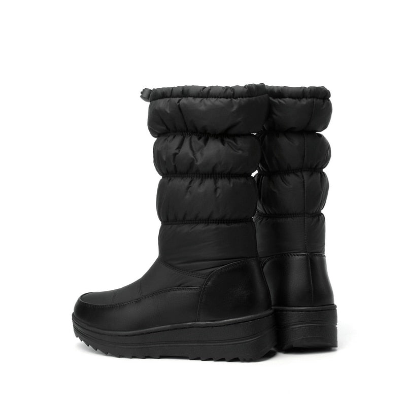 Women's Cozy Soft Thick Sole Winter Warm Waterproof Mid-Calf Snow Boots