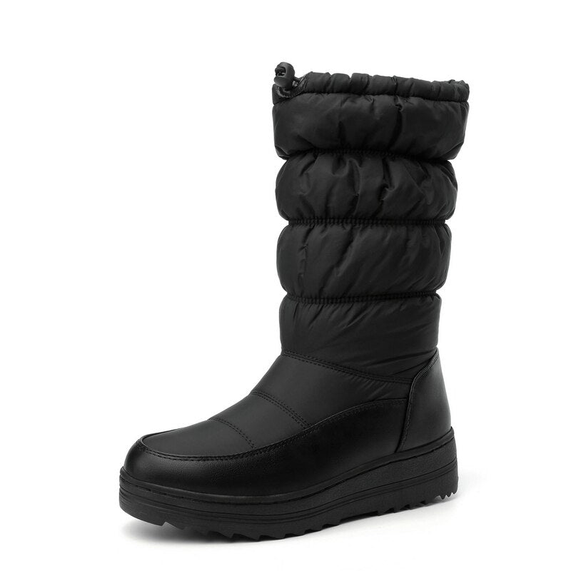 Women's Cozy Soft Thick Sole Winter Warm Waterproof Mid-Calf Snow Boots