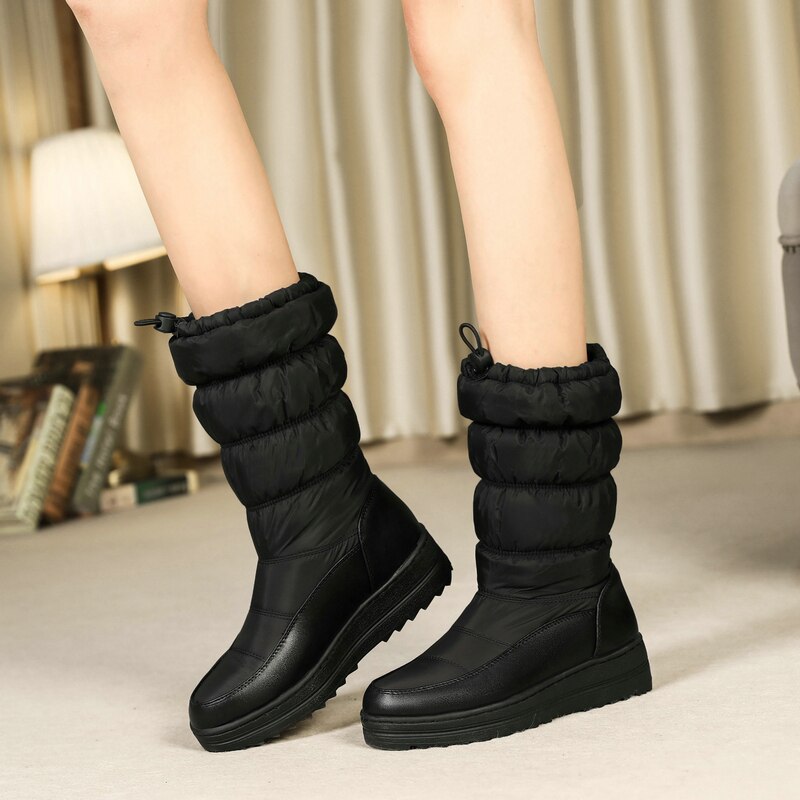 Women's Cozy Soft Thick Sole Winter Warm Waterproof Mid-Calf Snow Boots