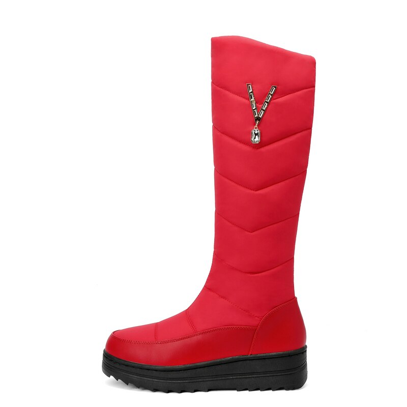 Women's Cozy Soft Winter Snow Warm Round Toe Zipper Flat Platform Boots