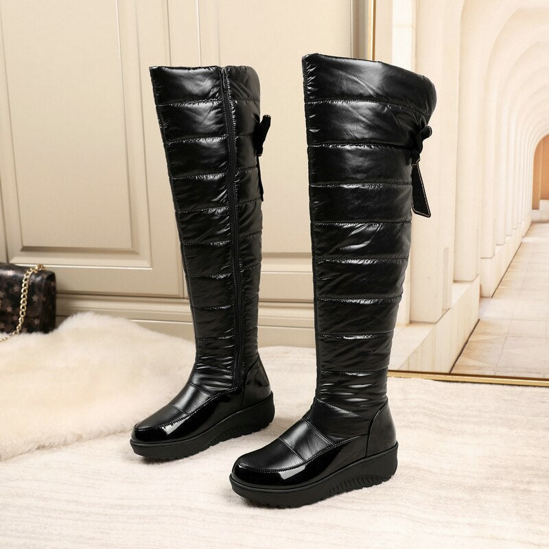 Women's Cozy Winter Warm Round Toe Slim Soft Thick Sole Knight Boots