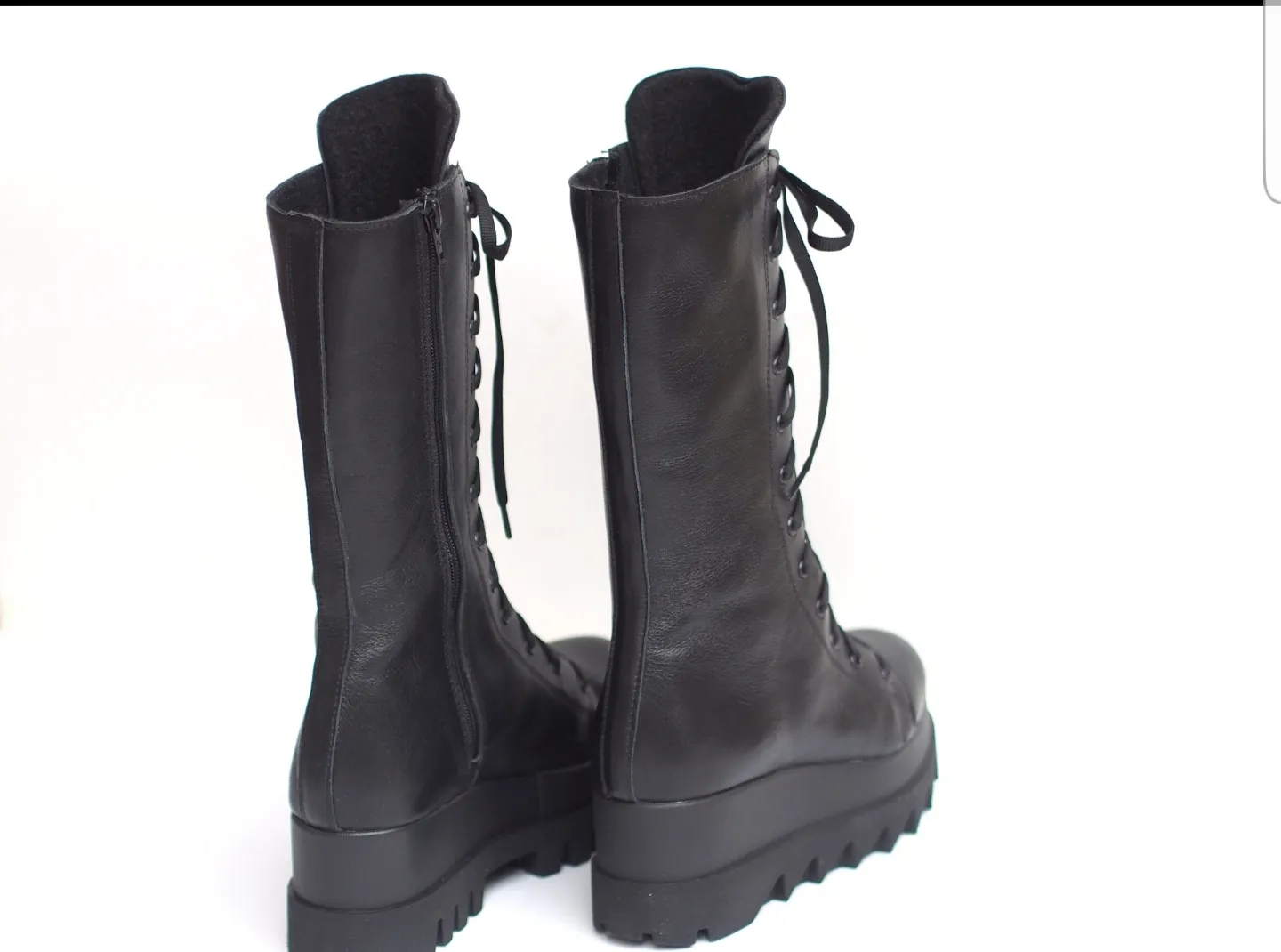 Women’s leather boots, black genuine leather boots