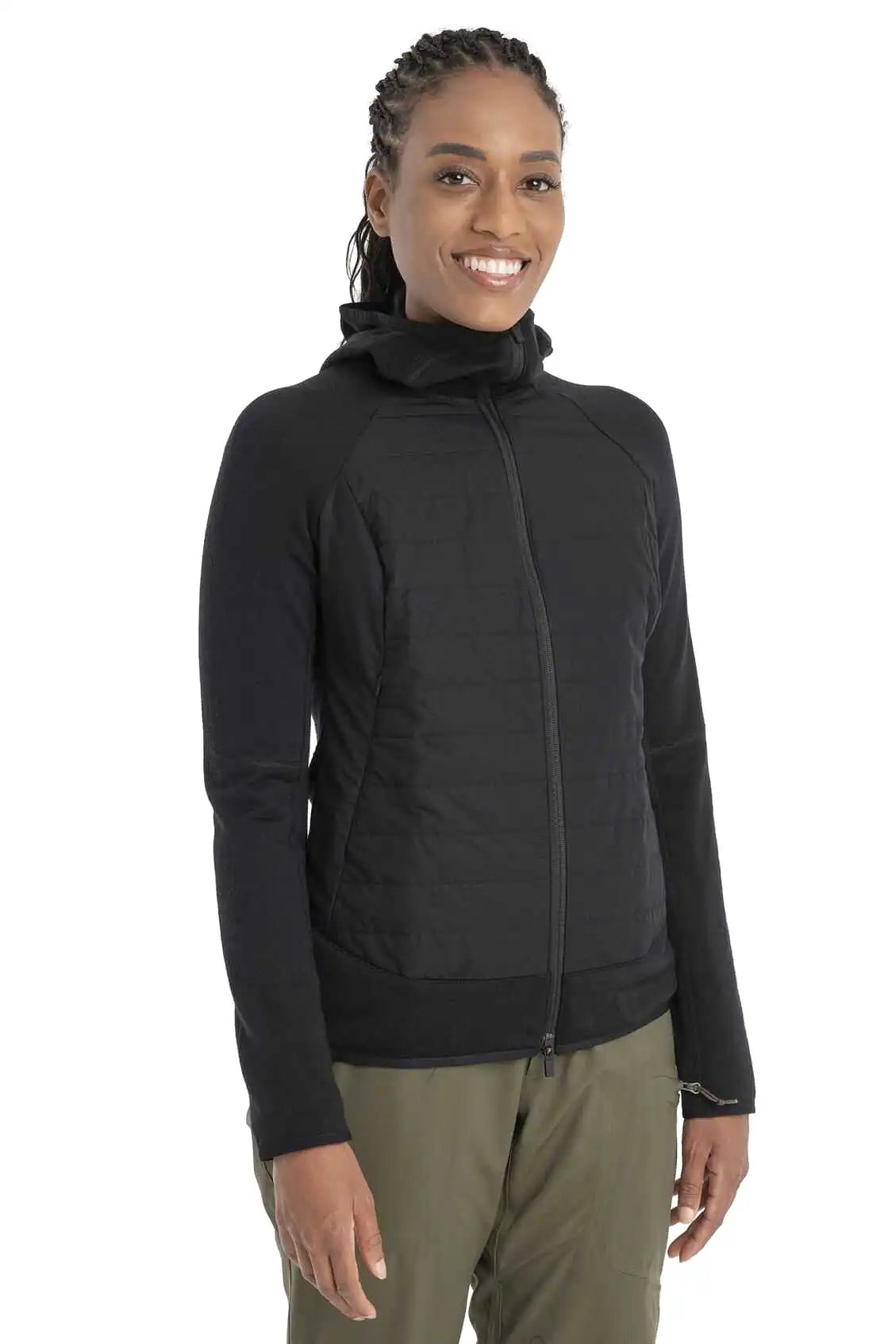 Womens Merino Blend Quantum Hybrid LS Zip Hoodie