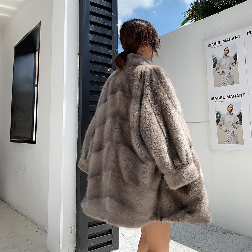 Women's Oversize Warm Thick Import Real Mink Fur Bat Sleeve Winter Jackets