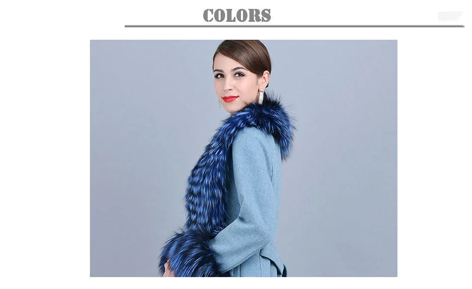 Women's Real Fox Fur Batwing Sleeves Winter Warm Knitted Jackets