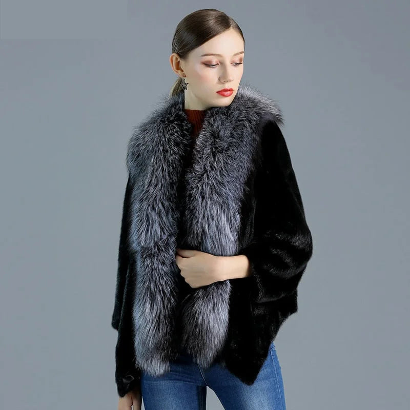 Women's Winter Natural Mink Fur Leisure Style Thick Short Jackets