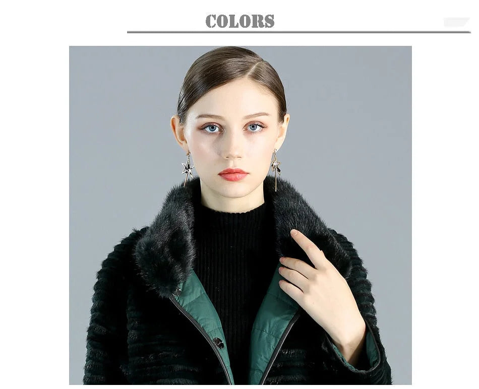 Women's Winter Warm Natural Mink Down Double Side Wear Knitted Jackets