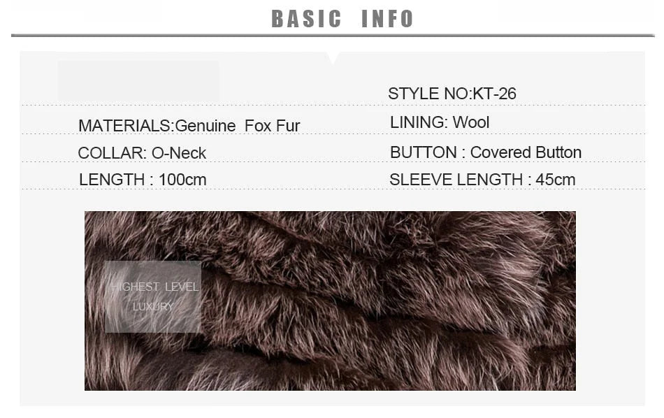 Women's Winter Warm Real Fox Fur Long Jackets Outerwear with Belt