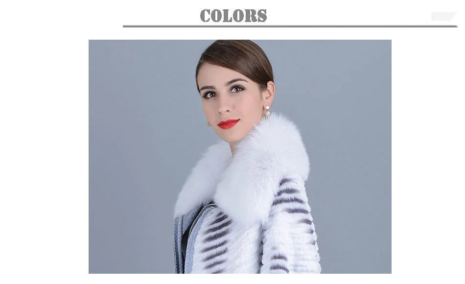 Women's Winter Warm Striped Real Fox Fur Batwing Sleeves Knitted Jackets