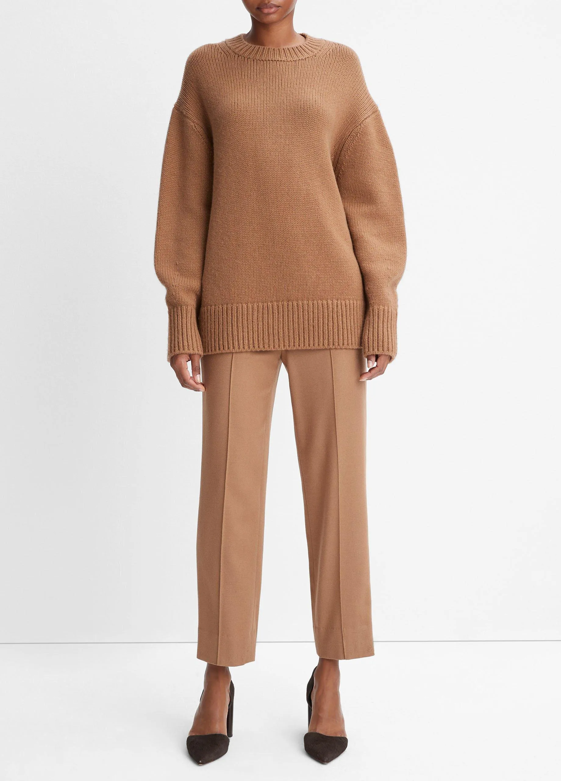 Wool and Cashmere Boyfriend Crew Neck Sweater