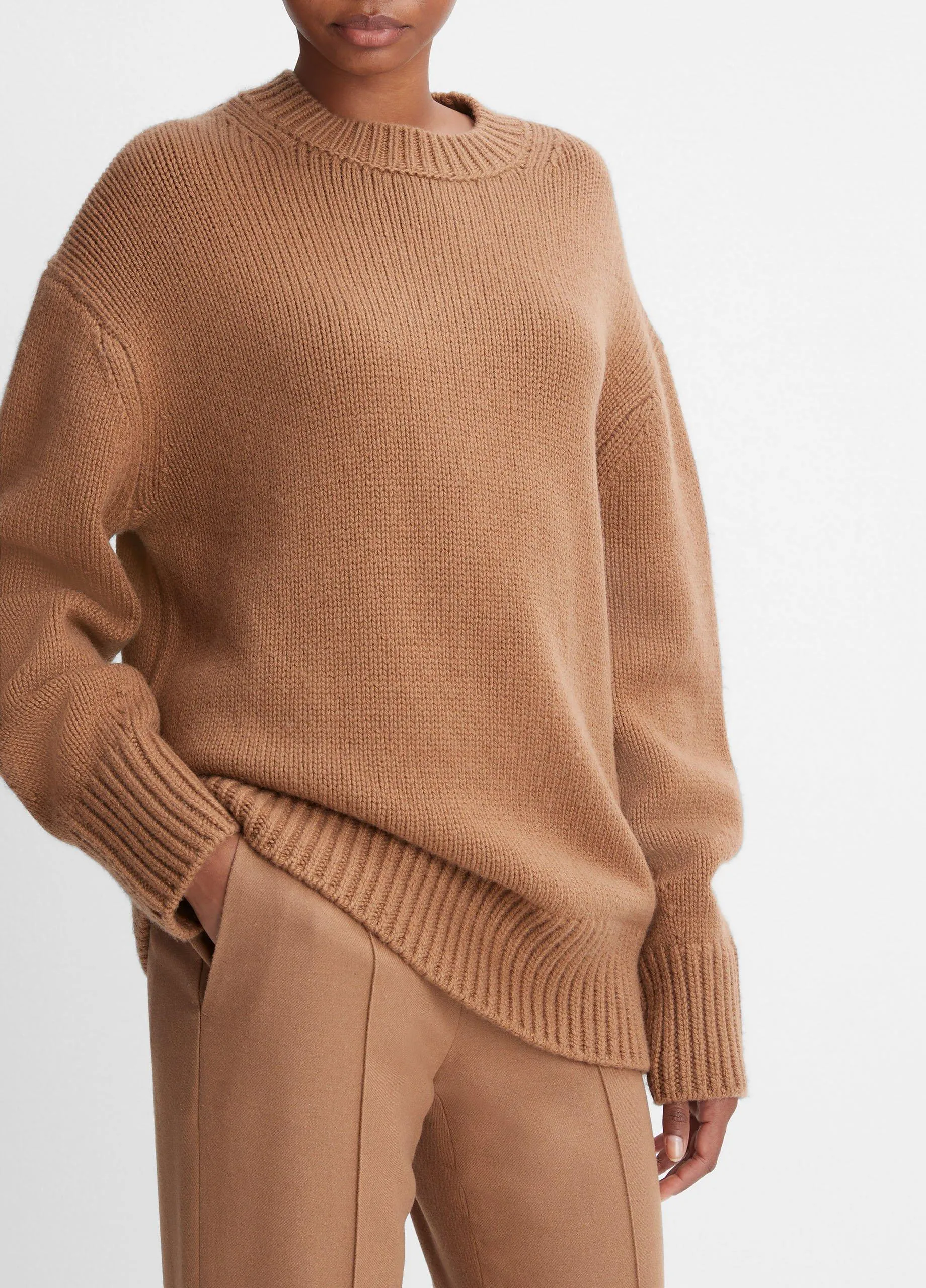 Wool and Cashmere Boyfriend Crew Neck Sweater