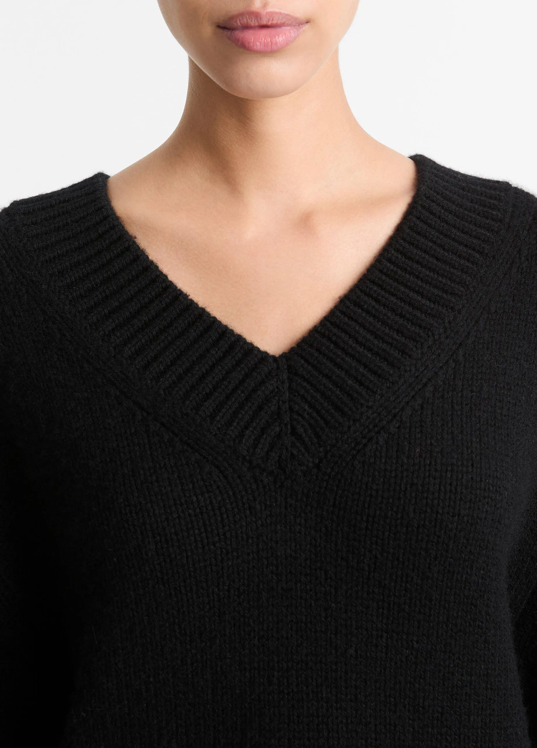 Wool and Cashmere Drop-Shoulder V-Neck Sweater