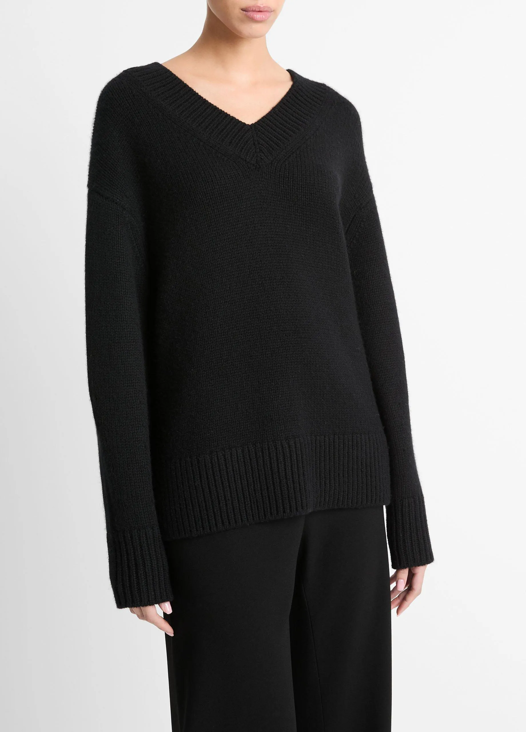 Wool and Cashmere Drop-Shoulder V-Neck Sweater