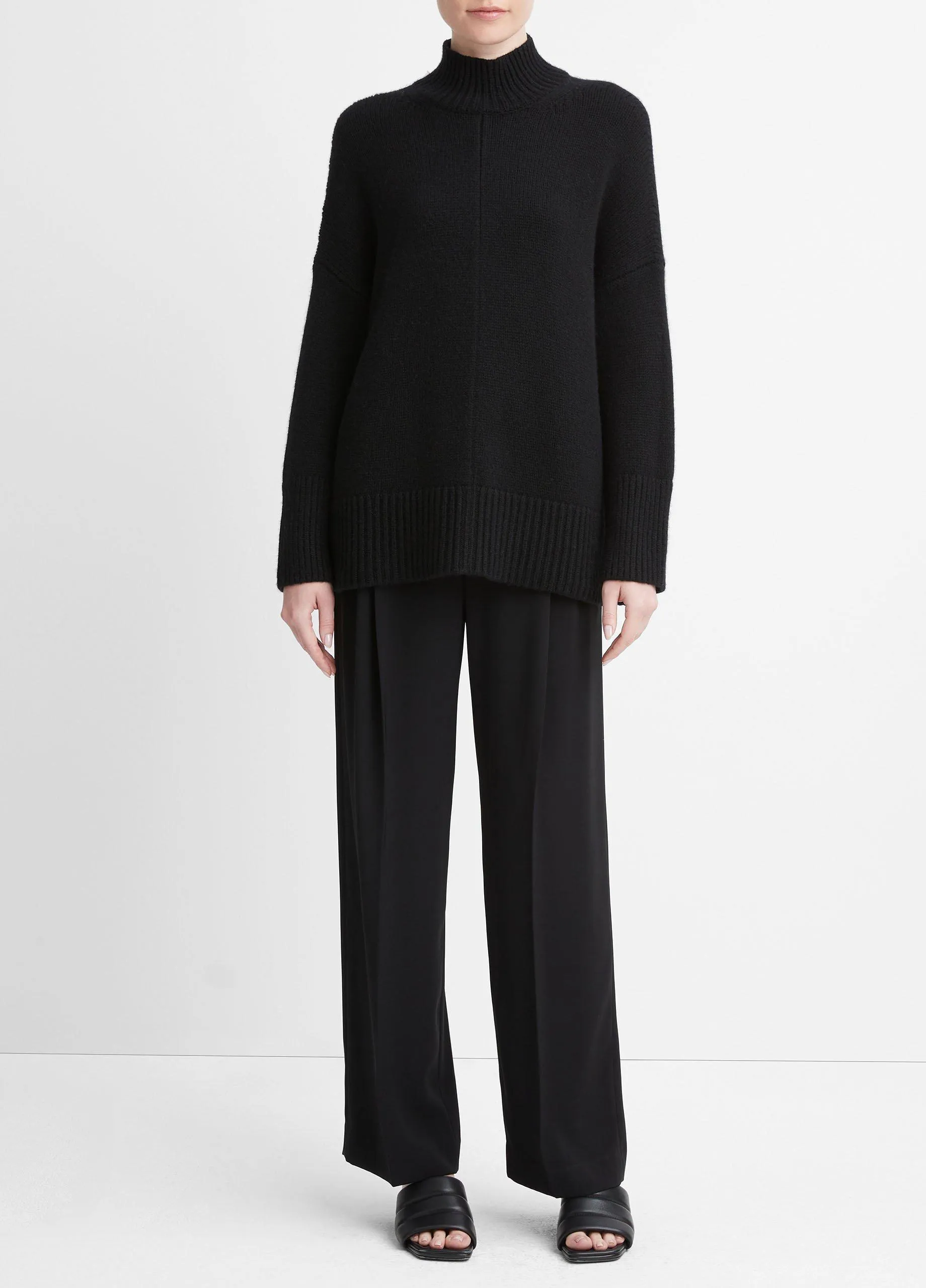 Wool and Cashmere Trapeze Turtleneck Sweater