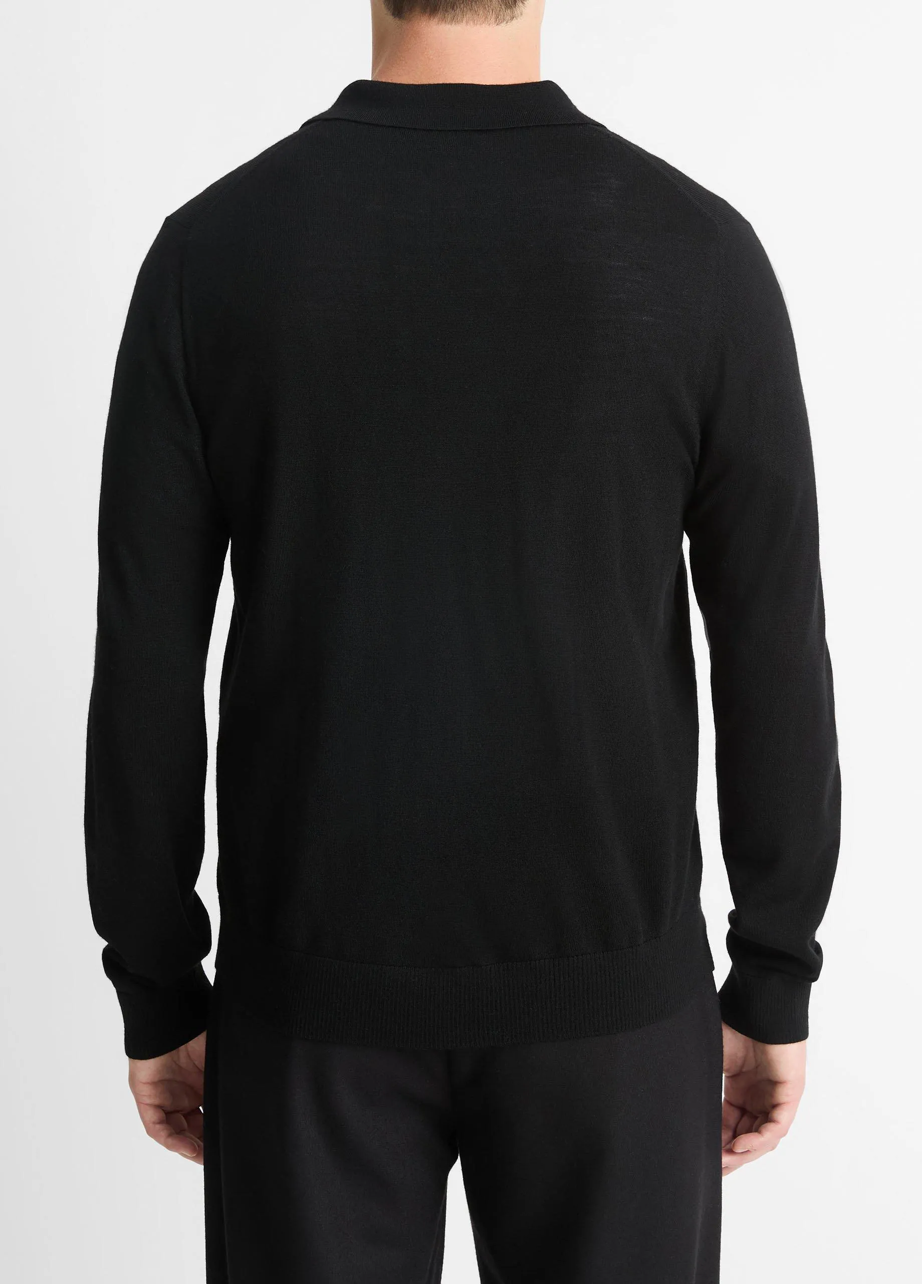 Wool Long-Sleeve Polo Sweater