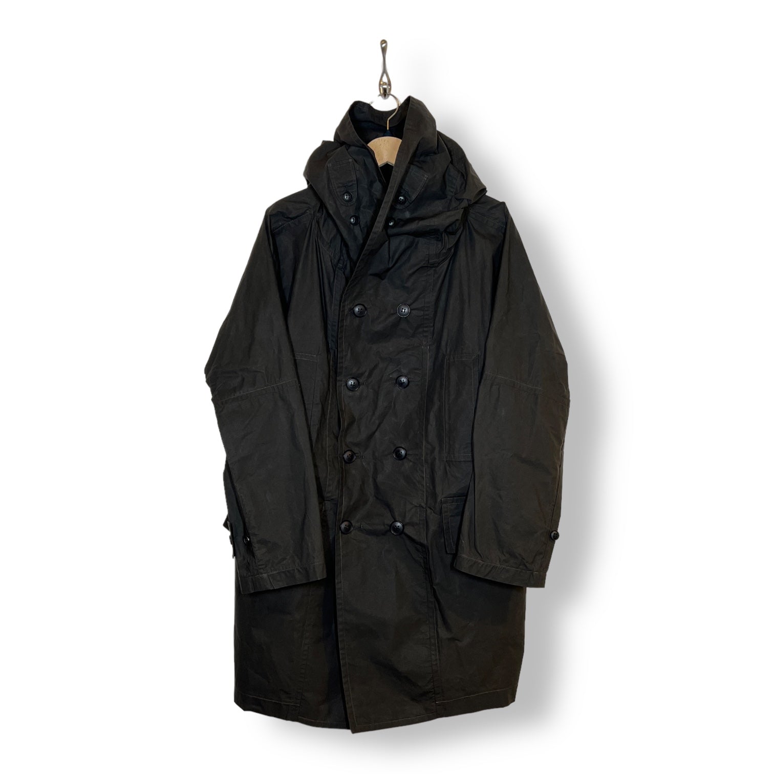 Workhouse Fisherman long coat wax cotton dark olive