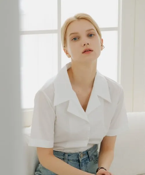 YUPPE  |Plain Cotton Short Sleeves Shirts & Blouses