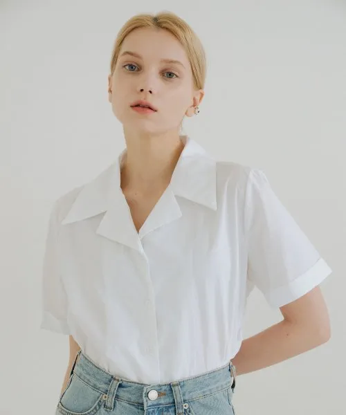 YUPPE  |Plain Cotton Short Sleeves Shirts & Blouses