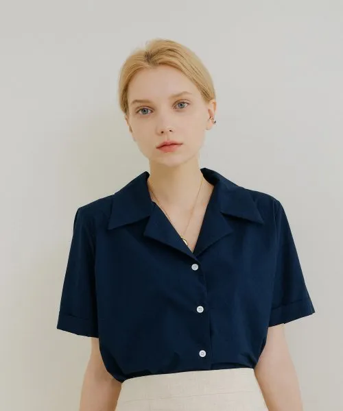 YUPPE  |Plain Cotton Short Sleeves Shirts & Blouses