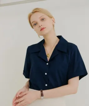 YUPPE  |Plain Cotton Short Sleeves Shirts & Blouses