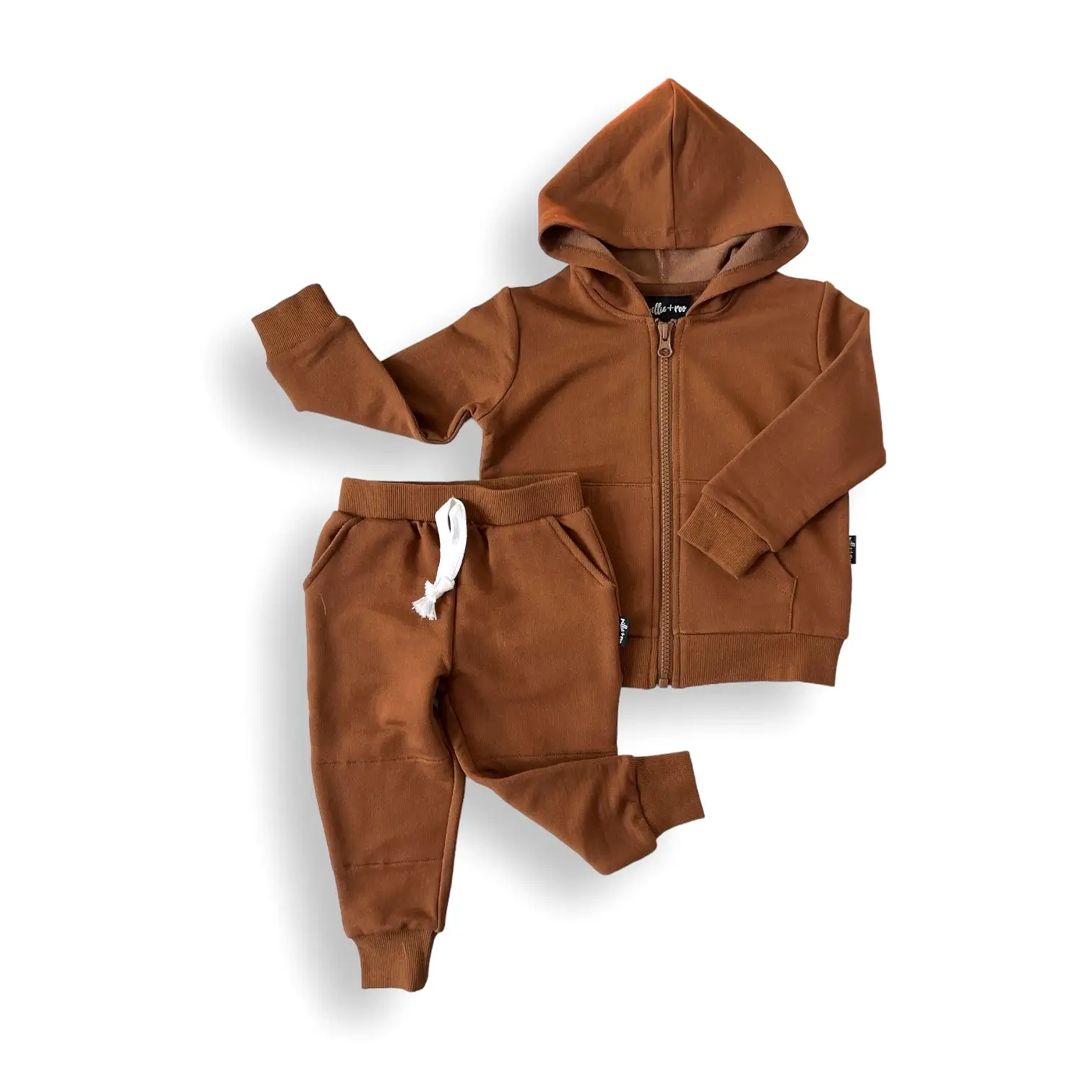 ZIP HOODIE- Bark Bamboo French Terry