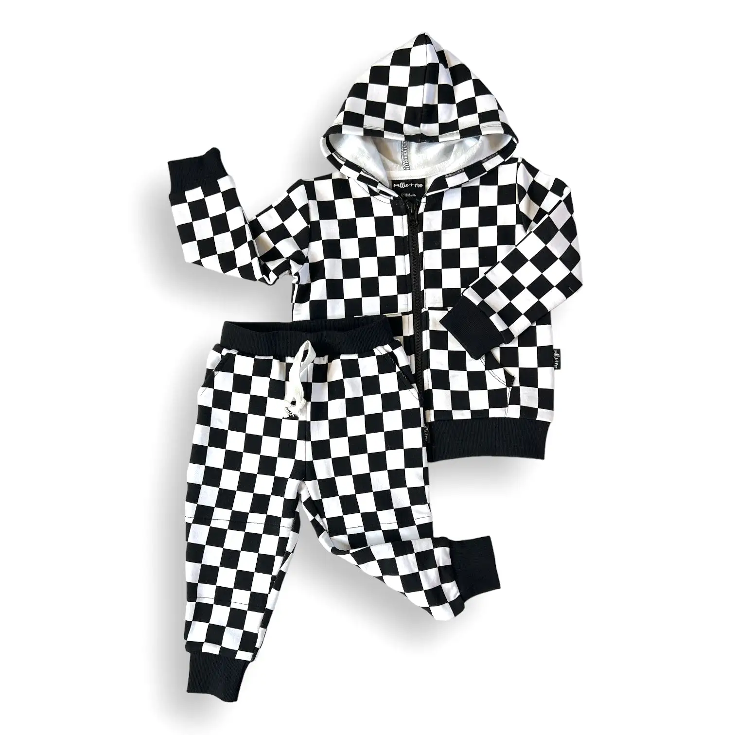 ZIP HOODIE- B+W Check Bamboo French Terry