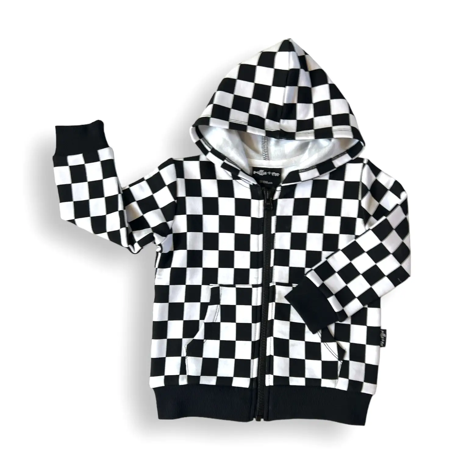 ZIP HOODIE- B+W Check Bamboo French Terry