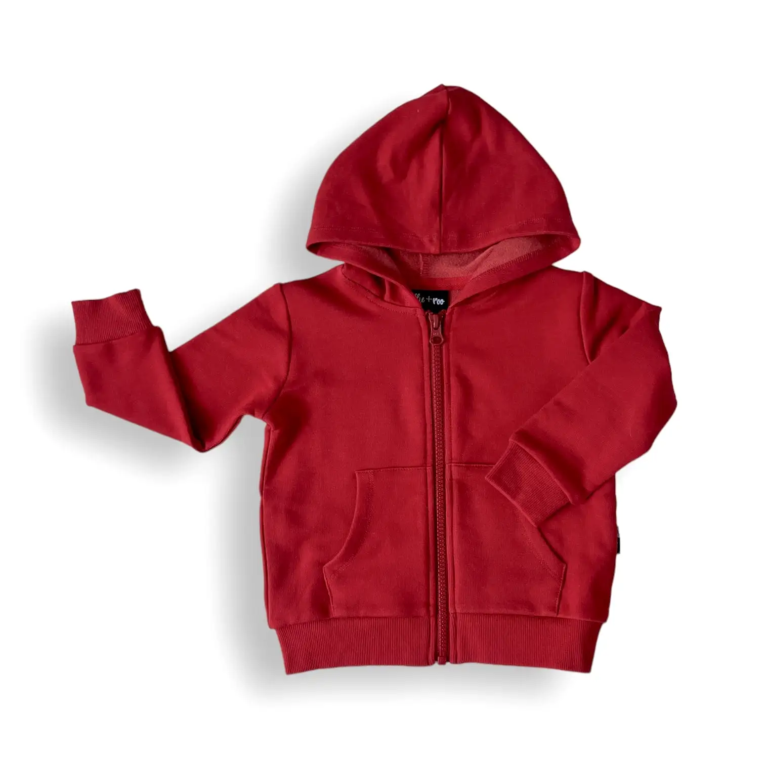 ZIP HOODIE- Red Bamboo French Terry