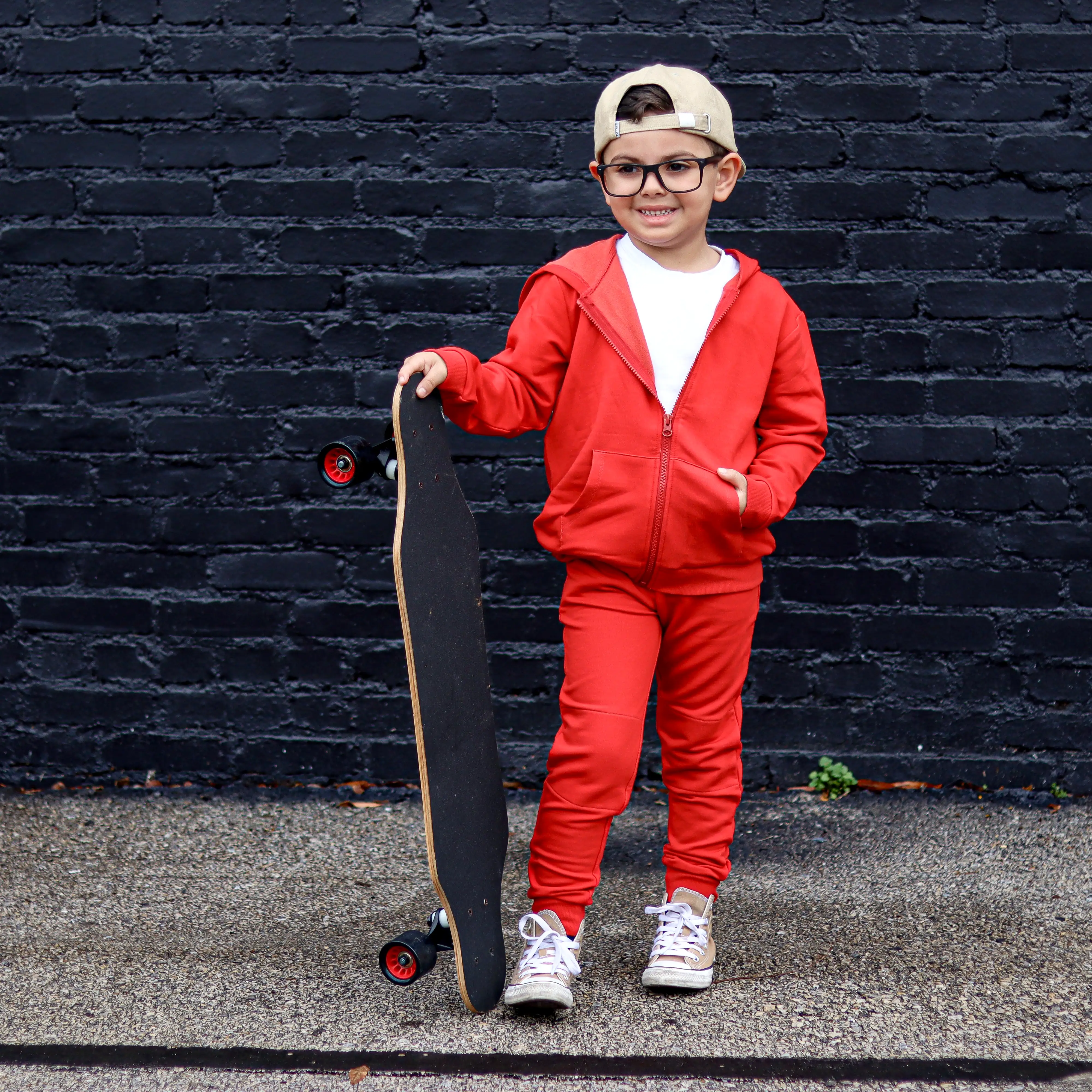 ZIP HOODIE- Red Bamboo French Terry