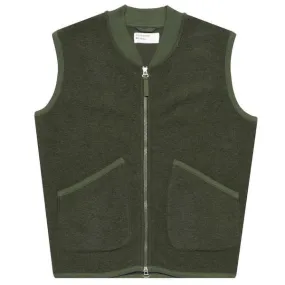 Zip Wool Waistcoat - Olive